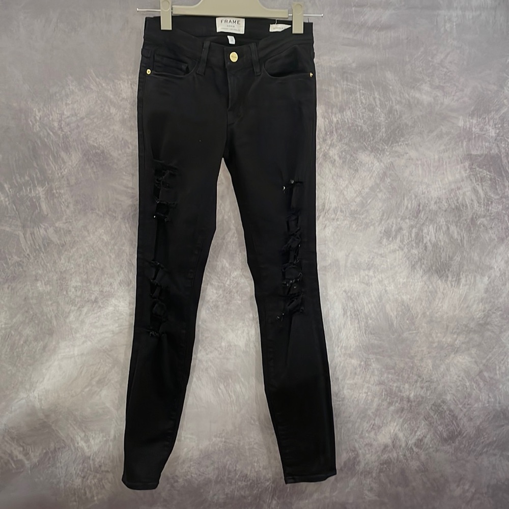 Black Frame Ripped Skinny Jeans